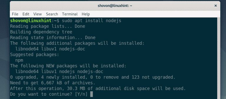 install nodejs debian 10