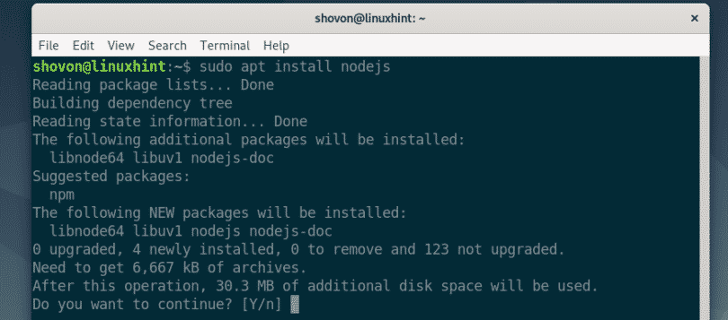 node install debian