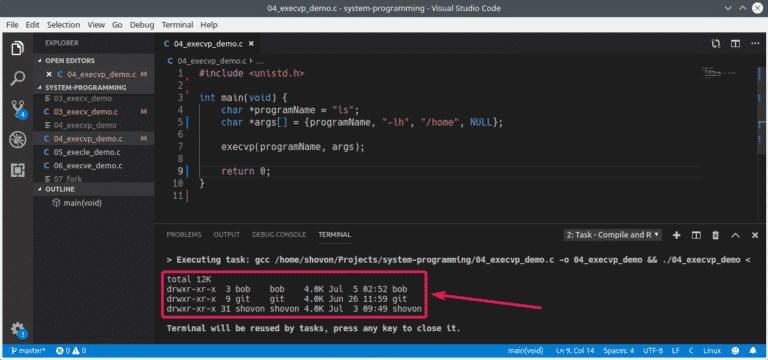 Exec System Call in C