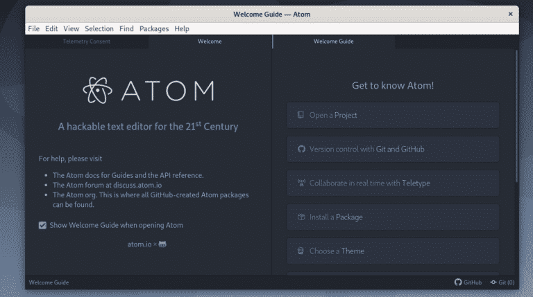 Как установить atom debian