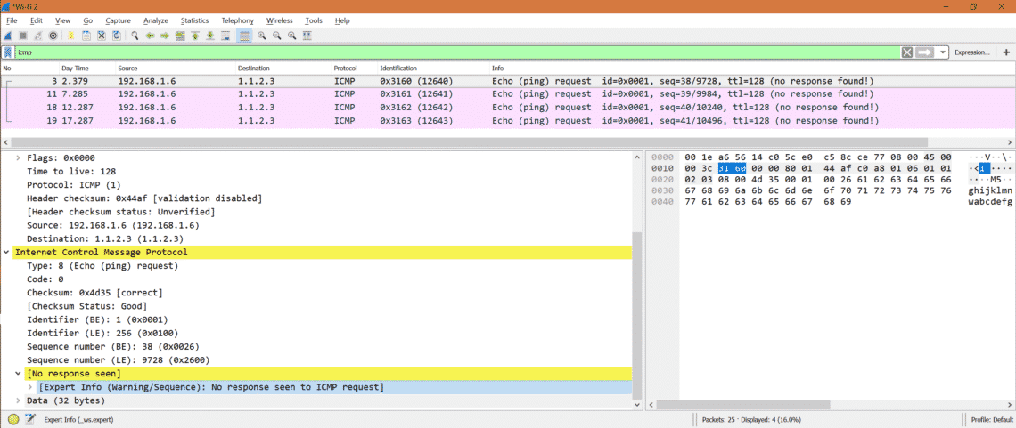 wireshark packet capture from ip to ip