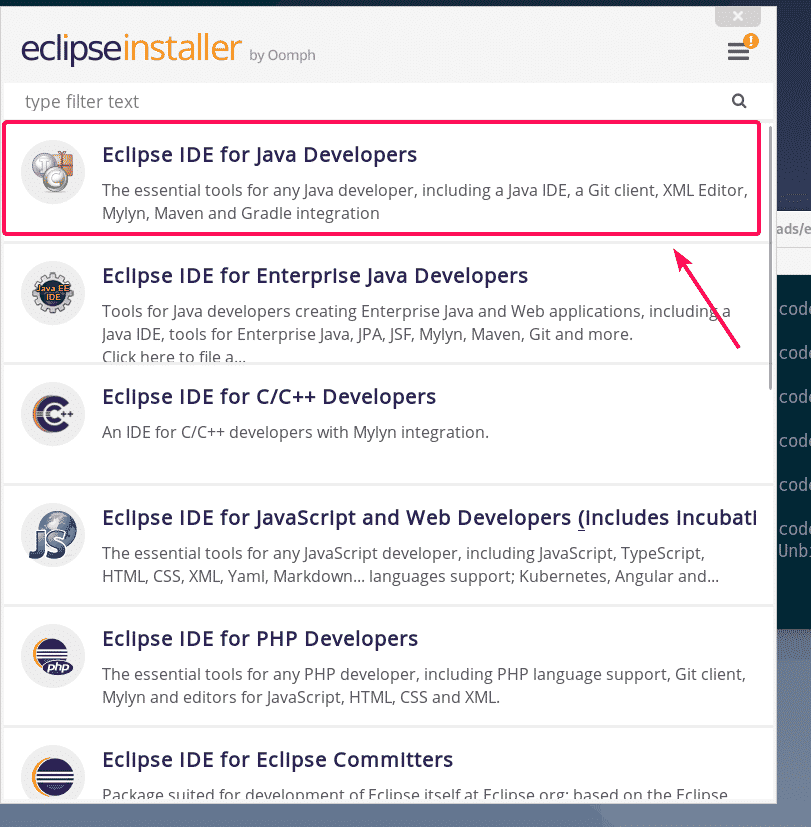 eclipse development directory