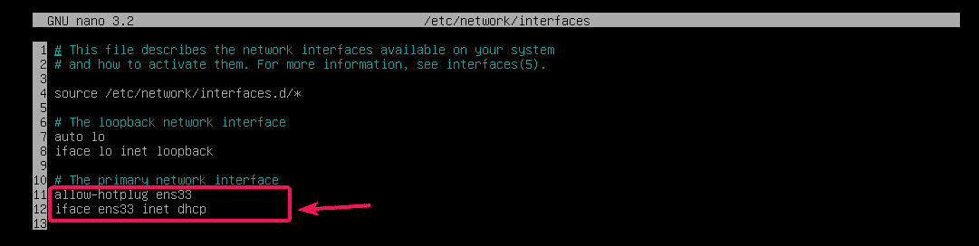 Etc network interfaces