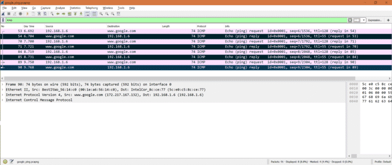 wireshark http requests to google