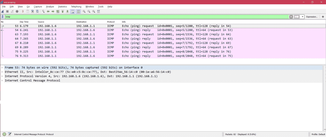 icmp wireshark mac address