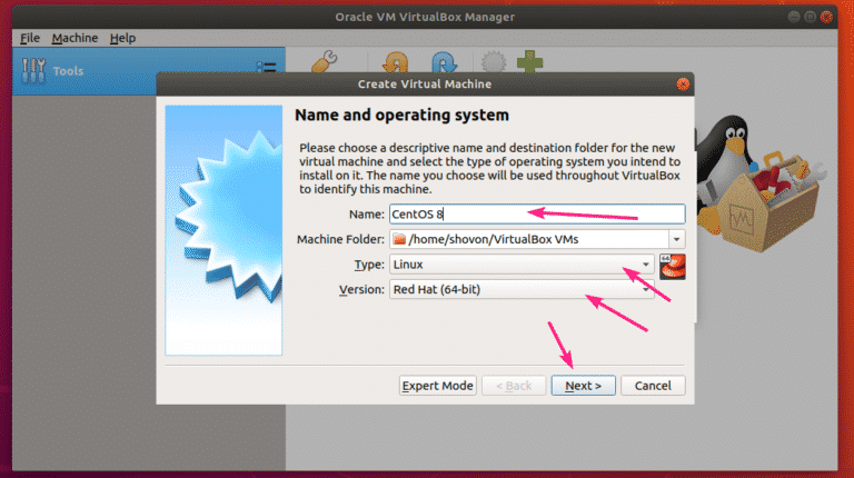 Настройка virtualbox centos 8