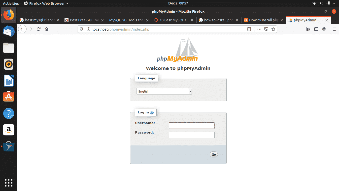 open phpmyadmin in ubuntu