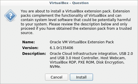 virtualbox extension pack license