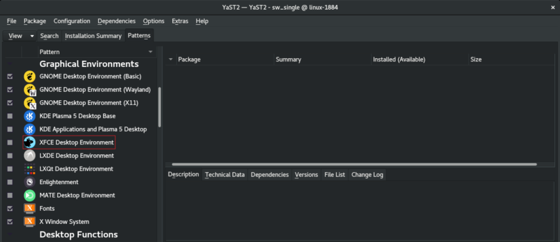 Install XFCE on OpenSUSE