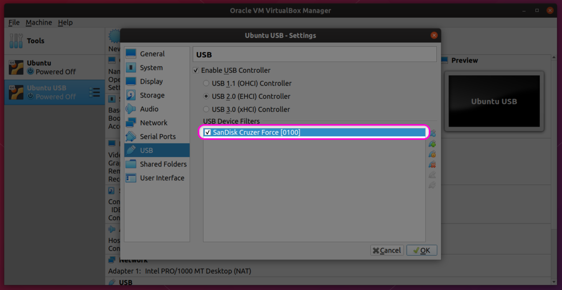 how to use virtualbox to boot usb in linux