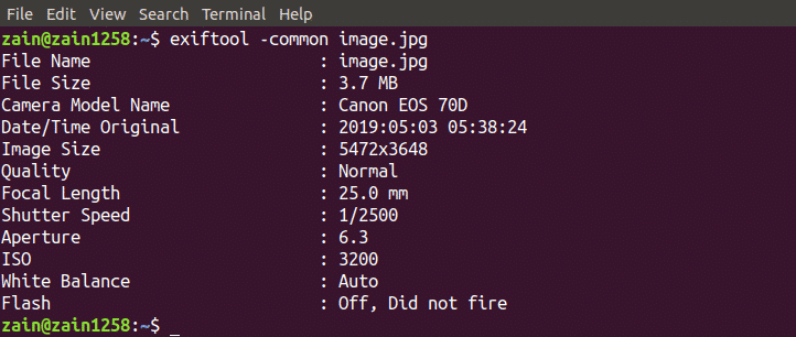 Extracting Metadata Of A File Using Exiftool Linux Hint