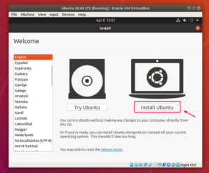 ubuntu 20.04 virtualbox