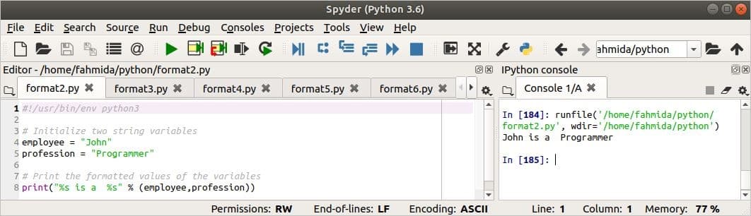 Python String Formatting Linux Hint