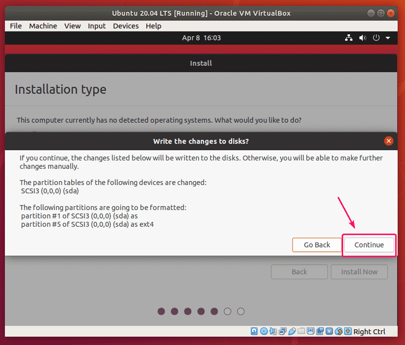 trouble partitioning ubuntu install virtualbox