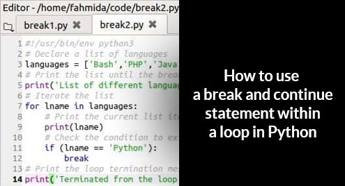 How To Use A Break And Continue Statement Within A Loop In Python