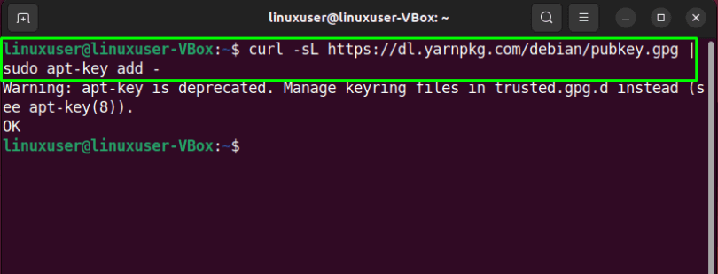 Как установить yarn на ubuntu