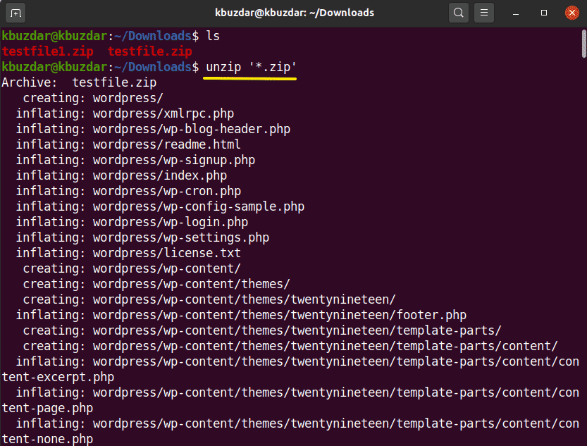 Unzip Command On Linux