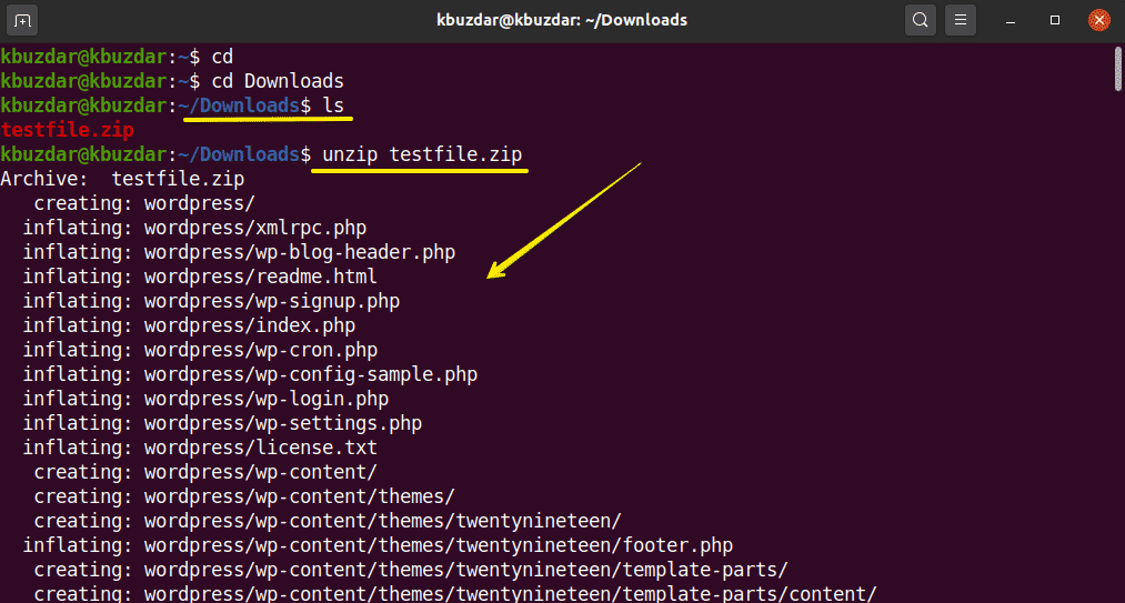 unzip-command-on-linux