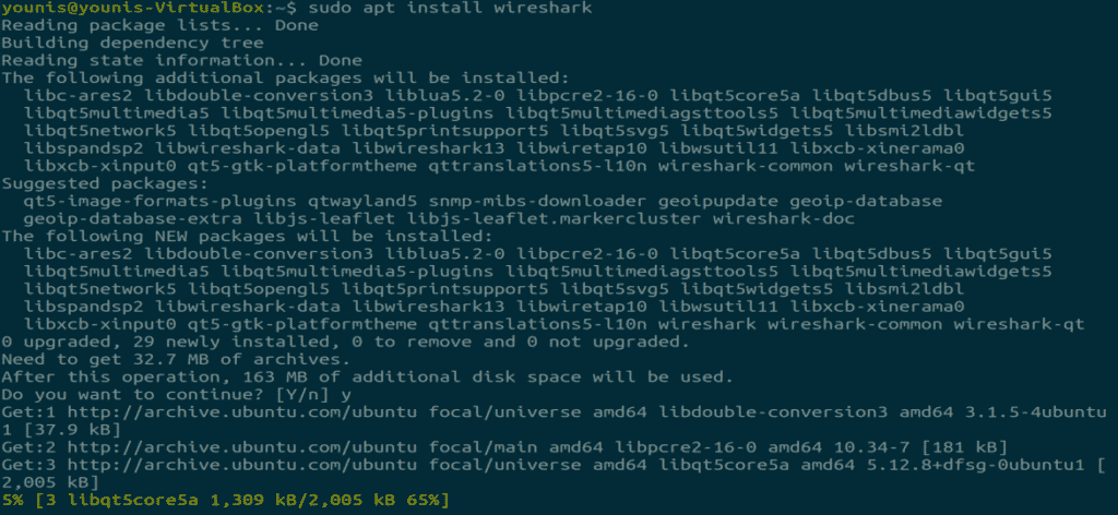 using wireshark ubuntu linux