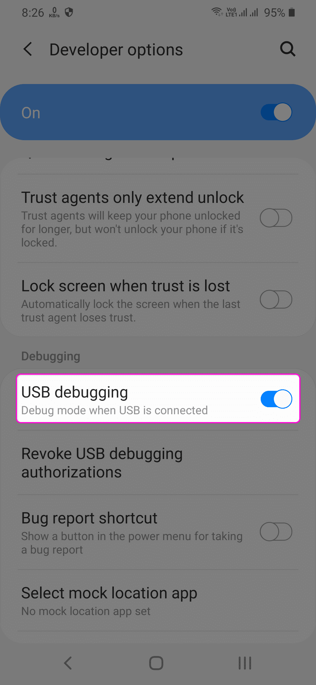 android debug na caixa de cabo ubuntu