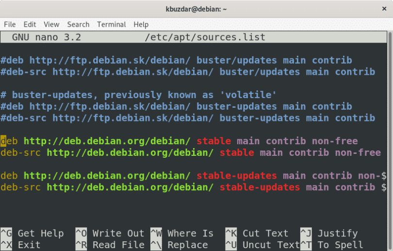 Debian sources