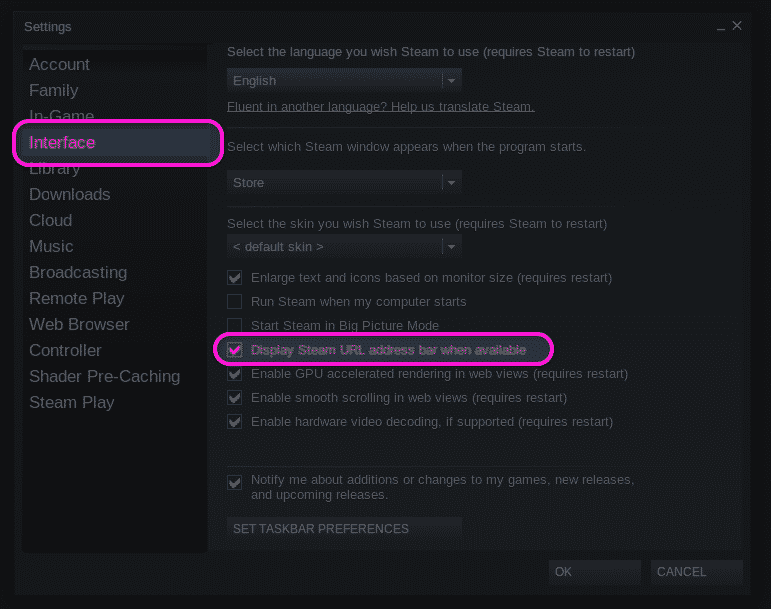 Файлы стим устарели. Идентификатор игры стим. Steam settings. Вкладку "Интерфейс" Steam. Террария ремоут плей стим.