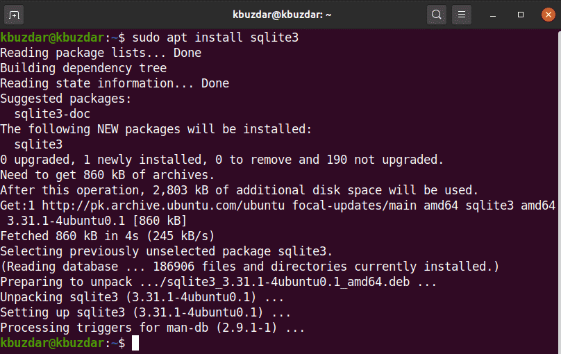 how to install sqlite in edubuntu