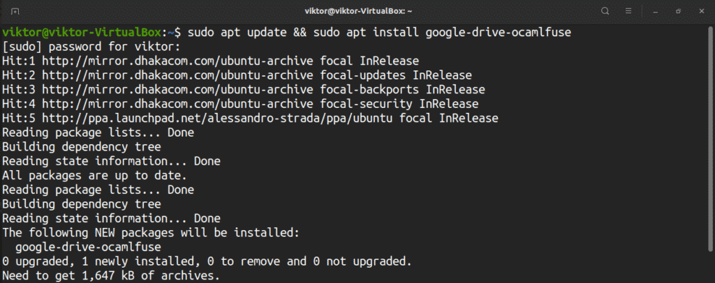 install google drive on ubuntu