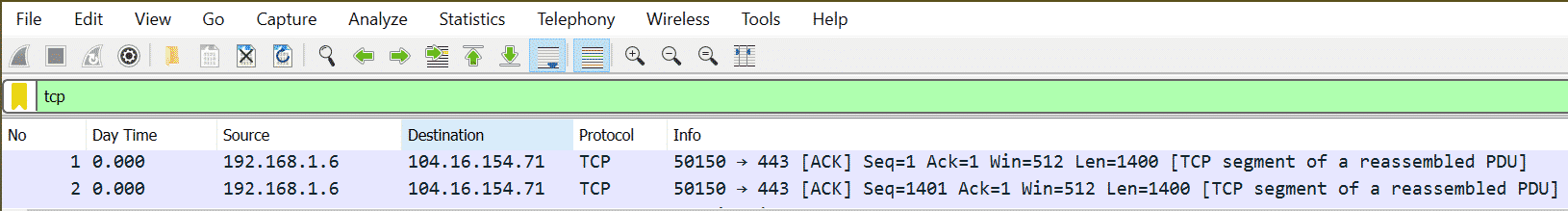 wireshark capture filter rdp