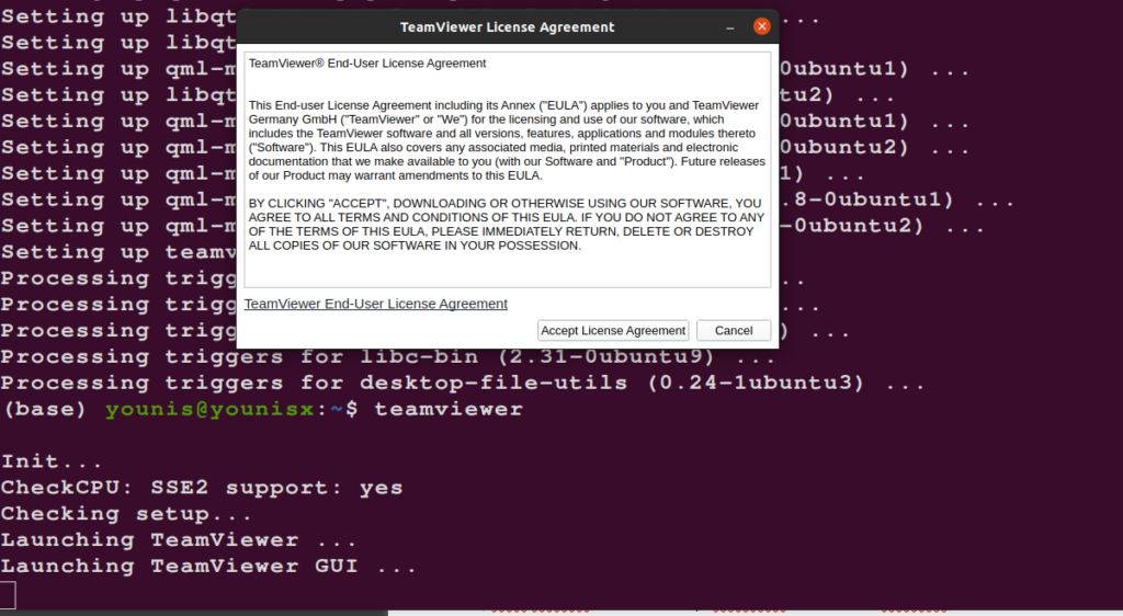 linux start teamviewer from command line
