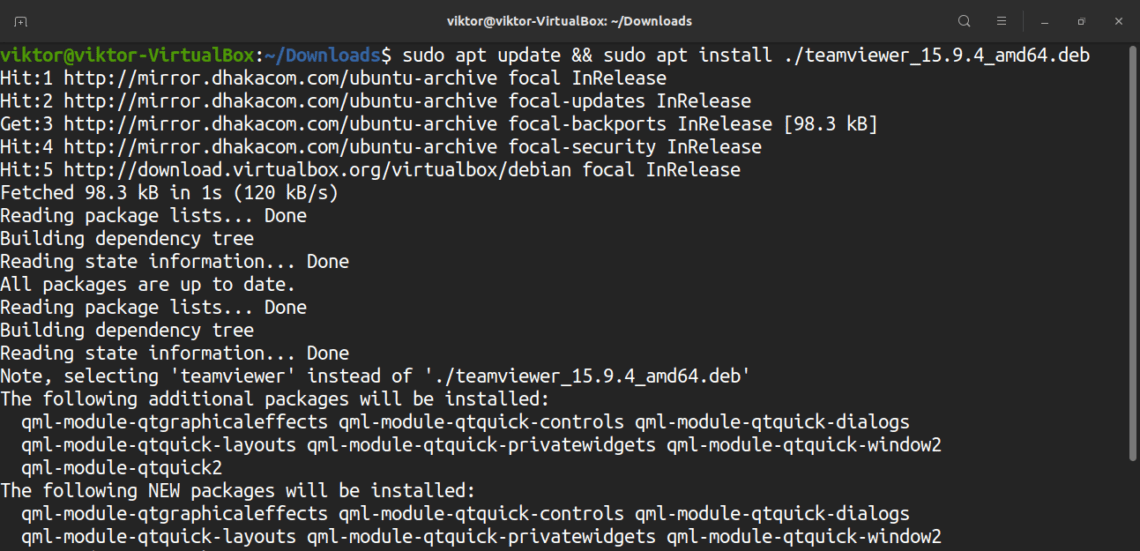 teamviewer install ubuntu 20.04