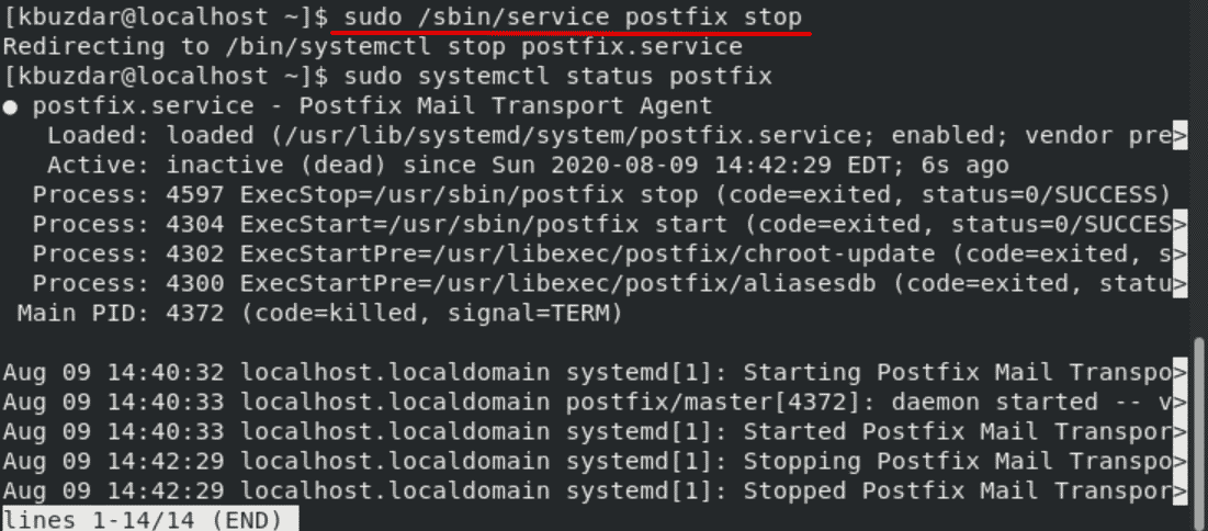 Postfix status. Postfix.