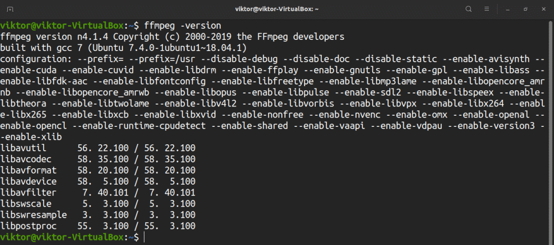 linux ffmpeg install testing