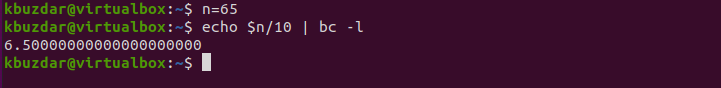 BASH - Arithmetic BC Command Fraction