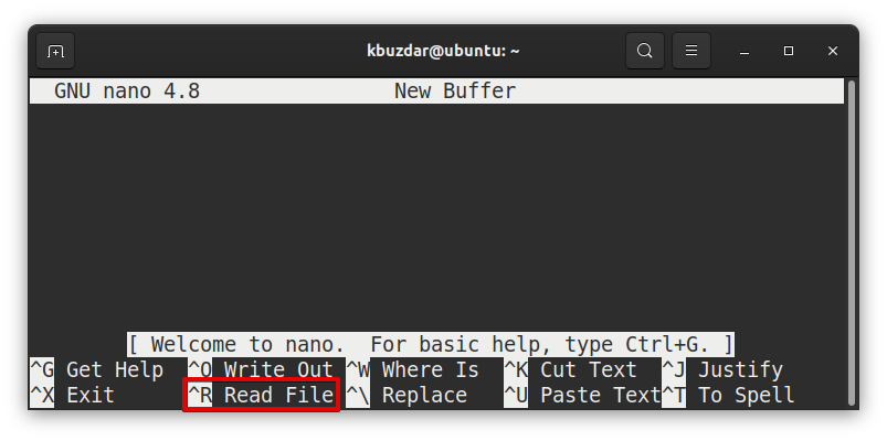 Open Existing File in Nano Method 1