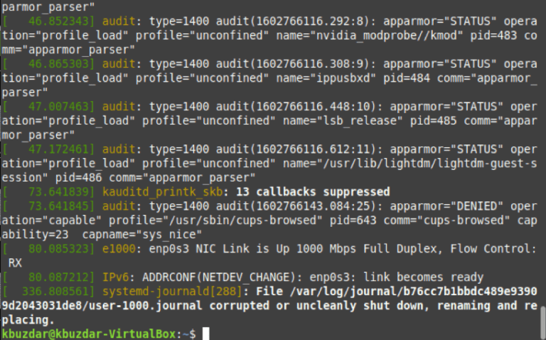 linux dmesg call trace