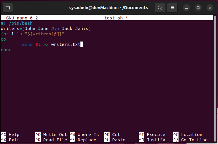 Bash “For” Loop To Iterate Through An Array