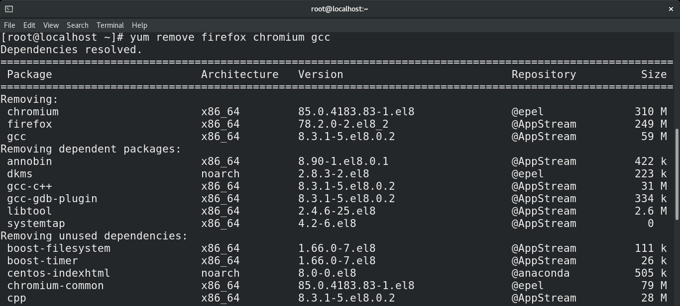 Yum installed packages. Packages in Linux photo.