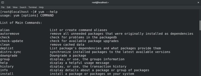 linux yum list installed packages