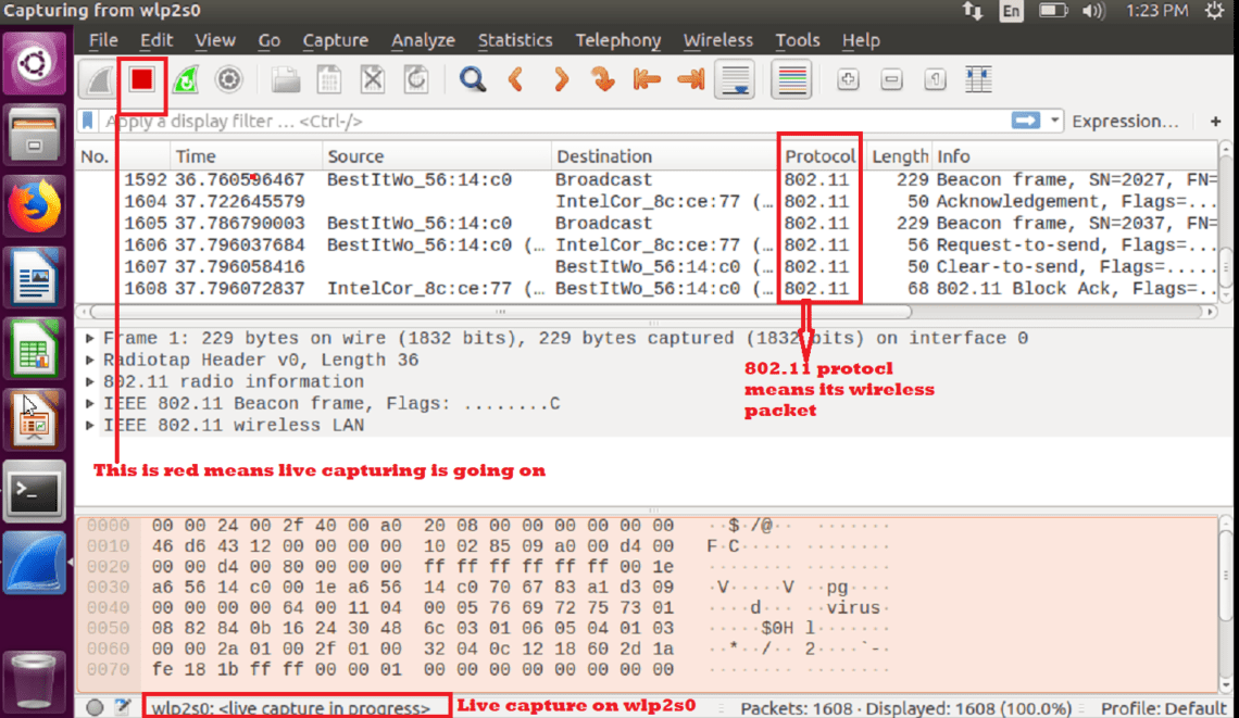 how to capture packets using monitor mode wireshark linux