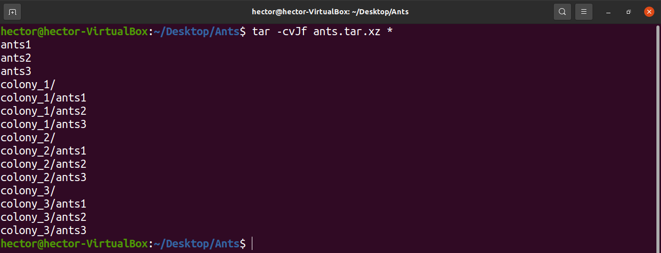 untar a file on linux