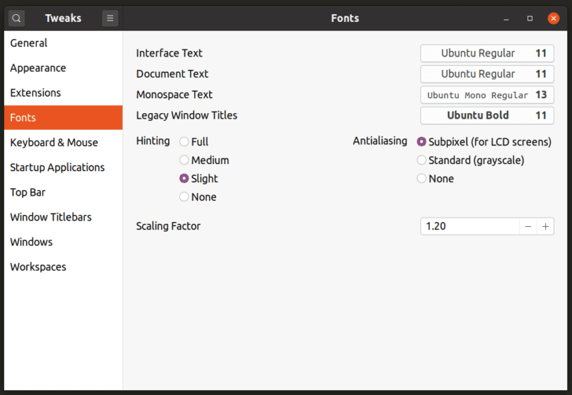 Установка gnome tweak tool. Ubuntu шрифт. Ubuntu Gnome tweak Tool. Шрифт Gnome.