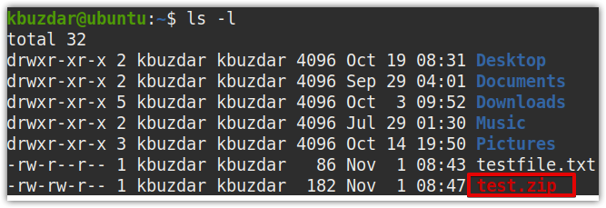 unzip zip file linux