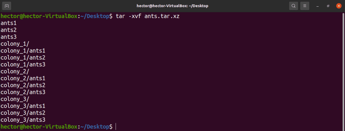 untar a file on linux