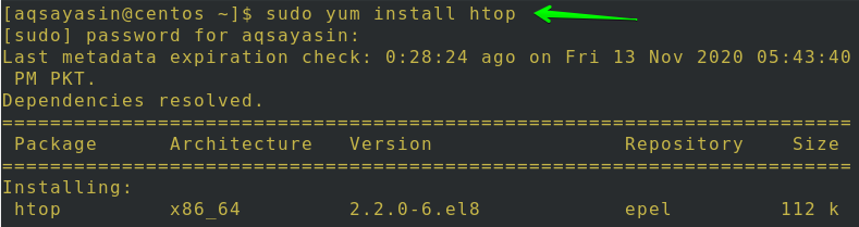 centos 7 install htop