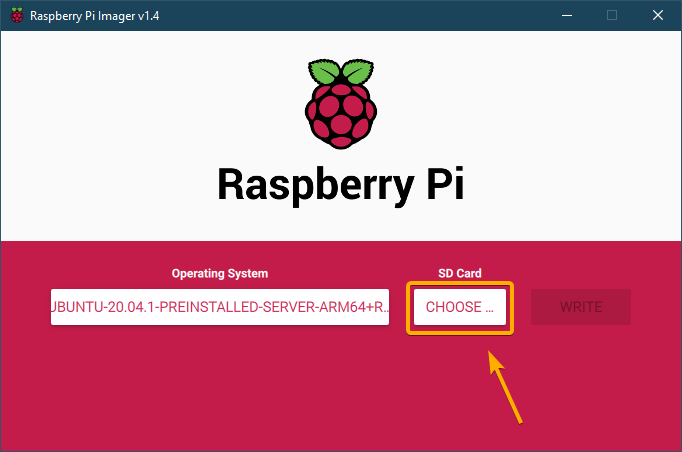 raspberry pi imager - choose sd