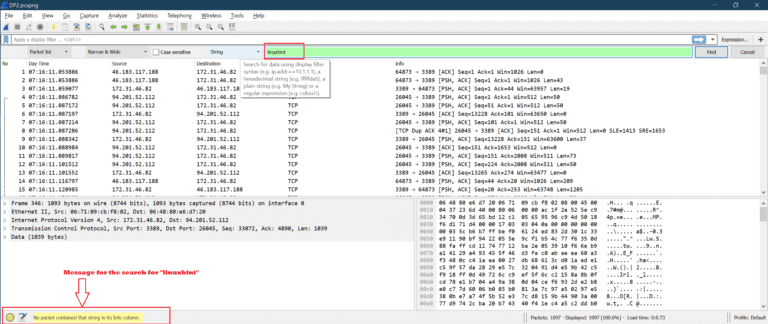 wireshark search for string in packets