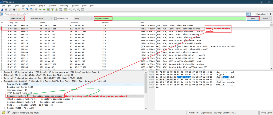 wireshark search for string in info