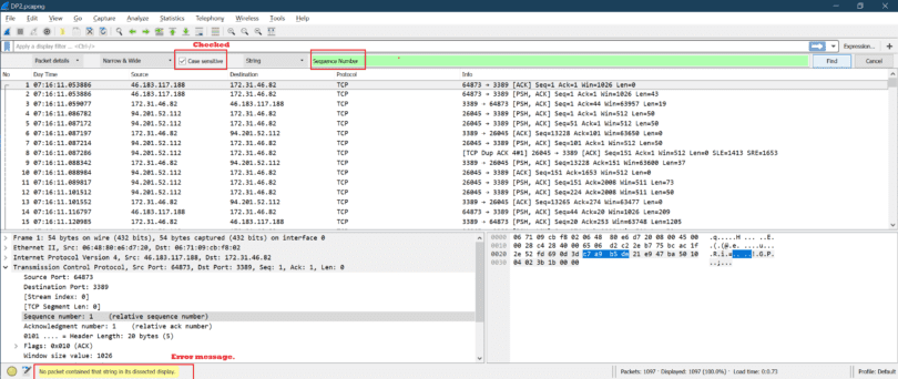 wireshark search for string