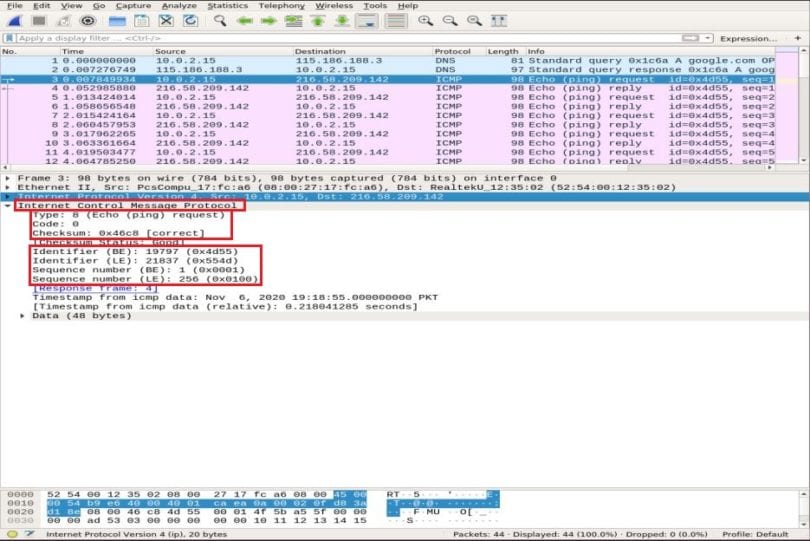 wireshark packet capture icmp